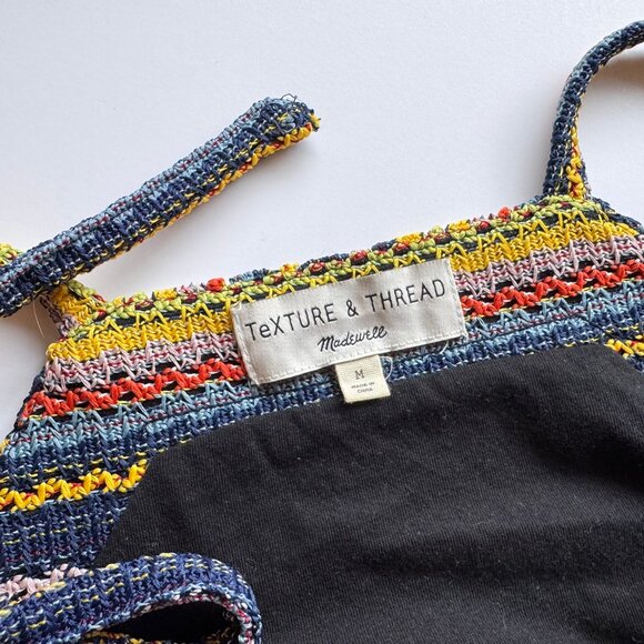 Texture & Thread Madewell Multicolor Woven Thread Vertical Stripes Top sz Medium - Picture 7 of 8